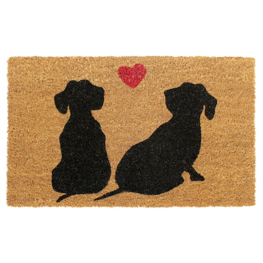 RugSmith Red Machine Tufted Dogs Love Doormat